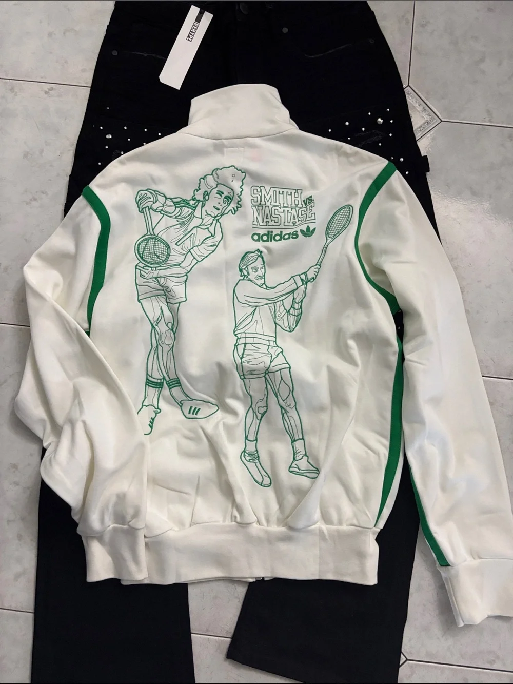 Adidas Limited White & Green Men's 1980's original 1 of 1 Track Jacket